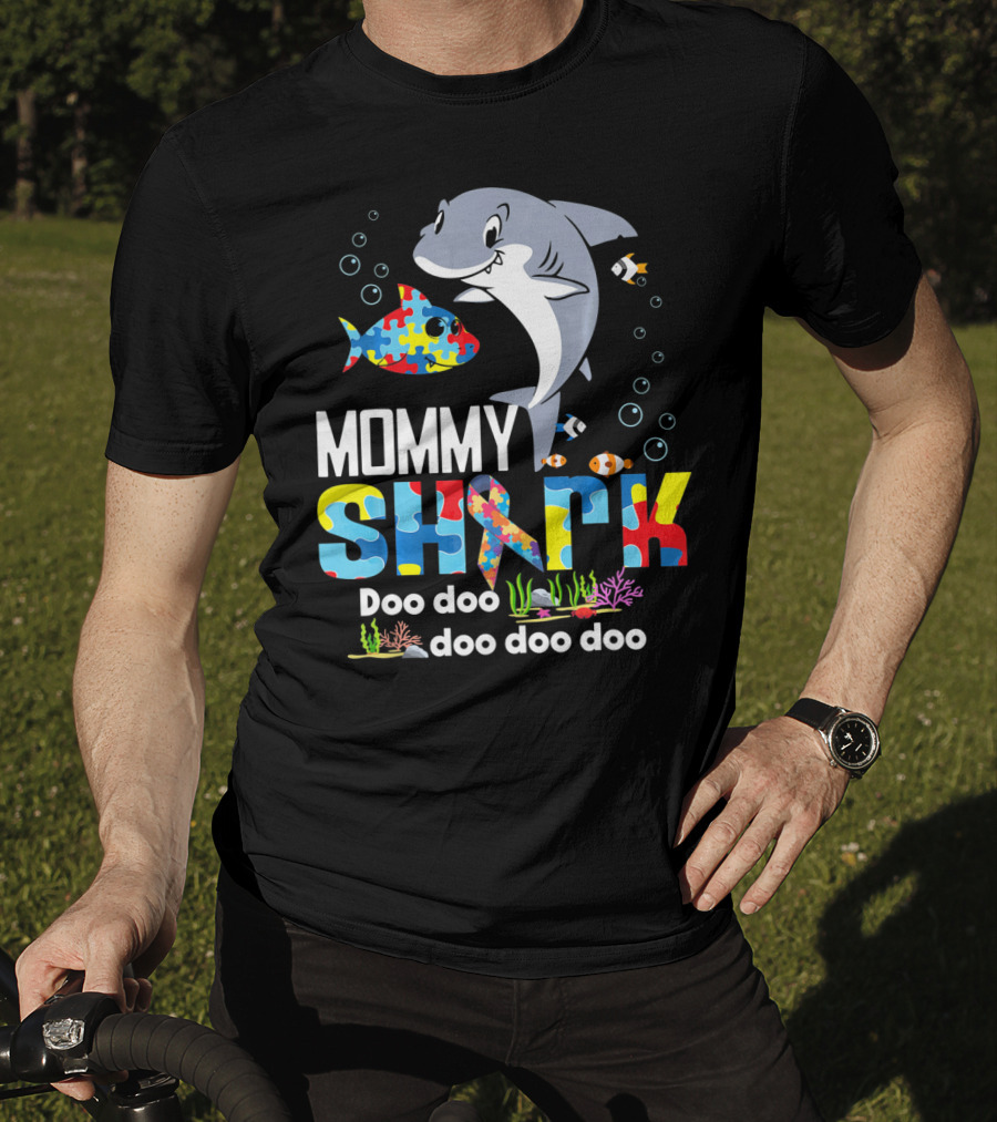 Mommy Shark Autism Doo Doo Doo Autism Puzzle T-Shirt