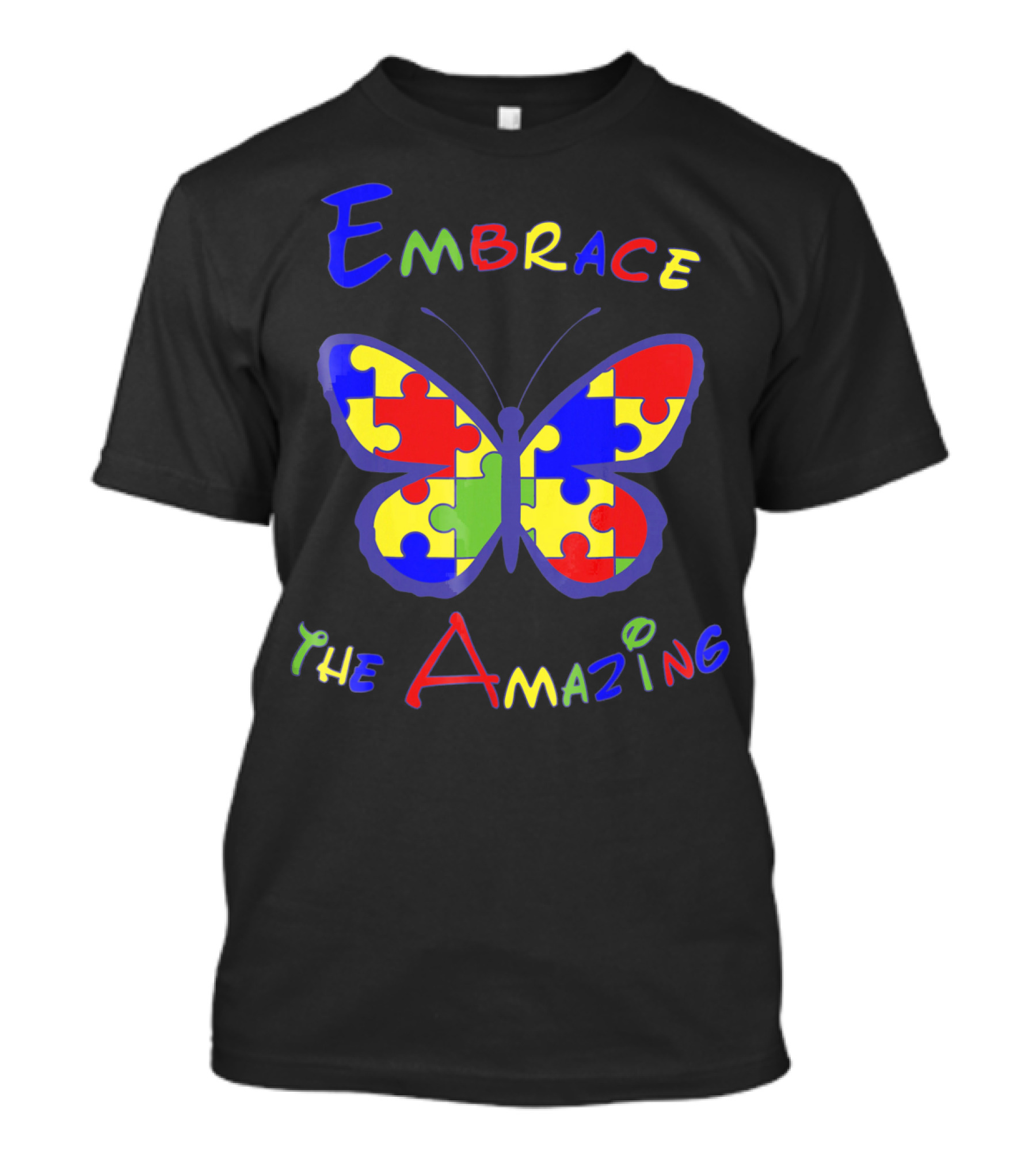 Embrace The Amazing Autism Awareness Puzzle Butterfly T-Shirt