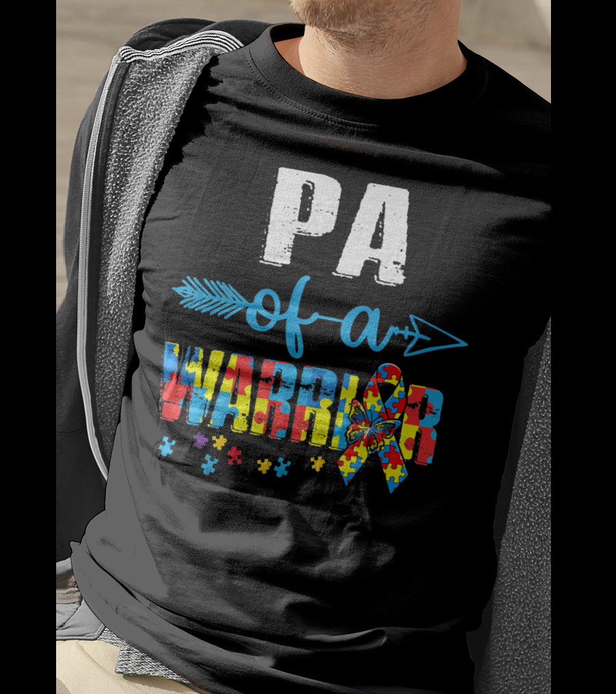 Pa Of A Warrior Autism Awareness Puzzle T-Shirt
