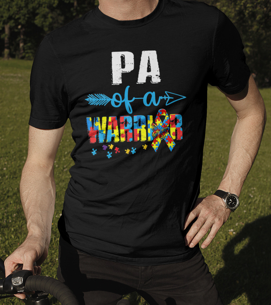 Pa Of A Warrior Autism Awareness Puzzle T-Shirt
