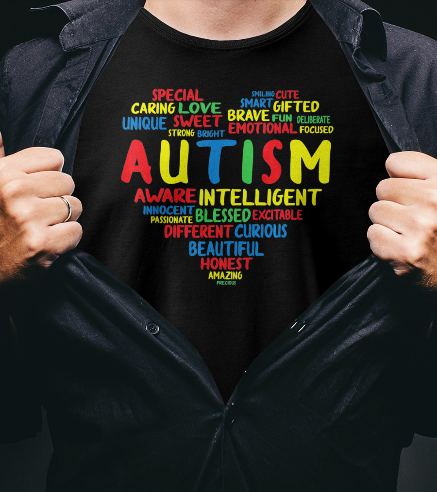 Autism Heart Intelligent Emotional Honest Caring Brave Unique Special T-Shirt
