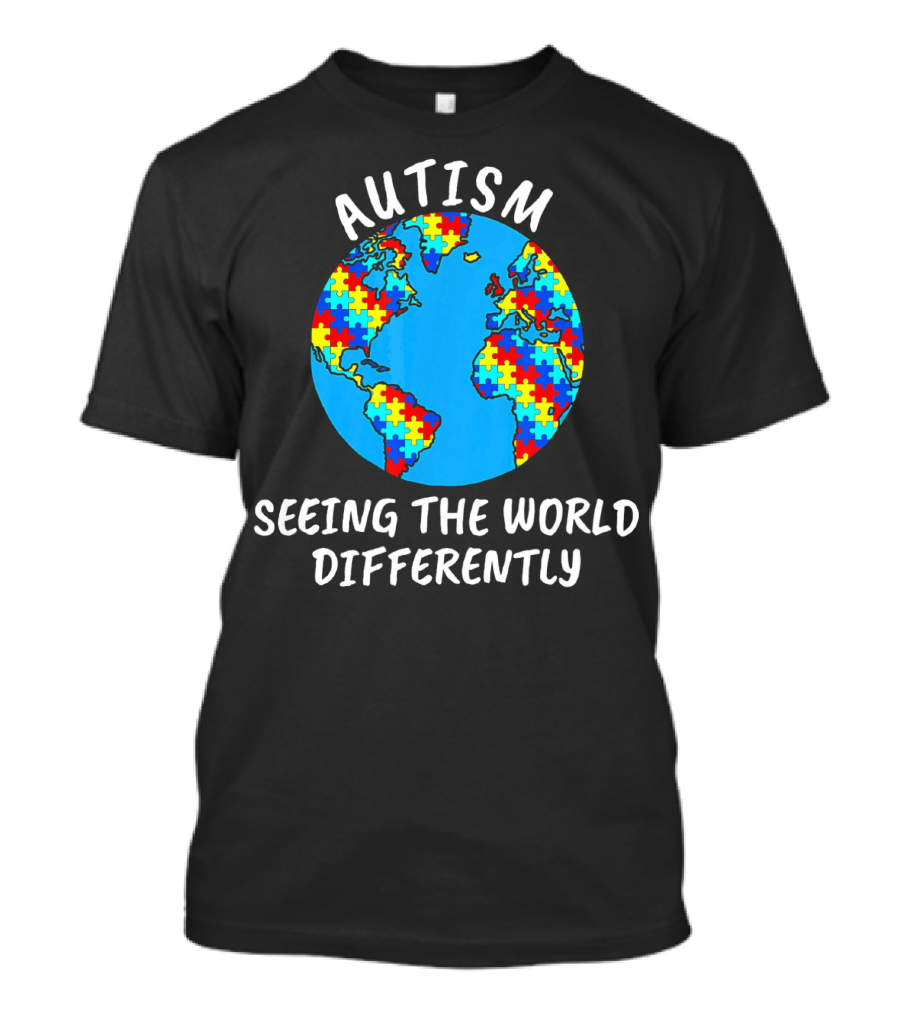 Autism Seeing The World Differently Puzzle Globe T-Shirt
