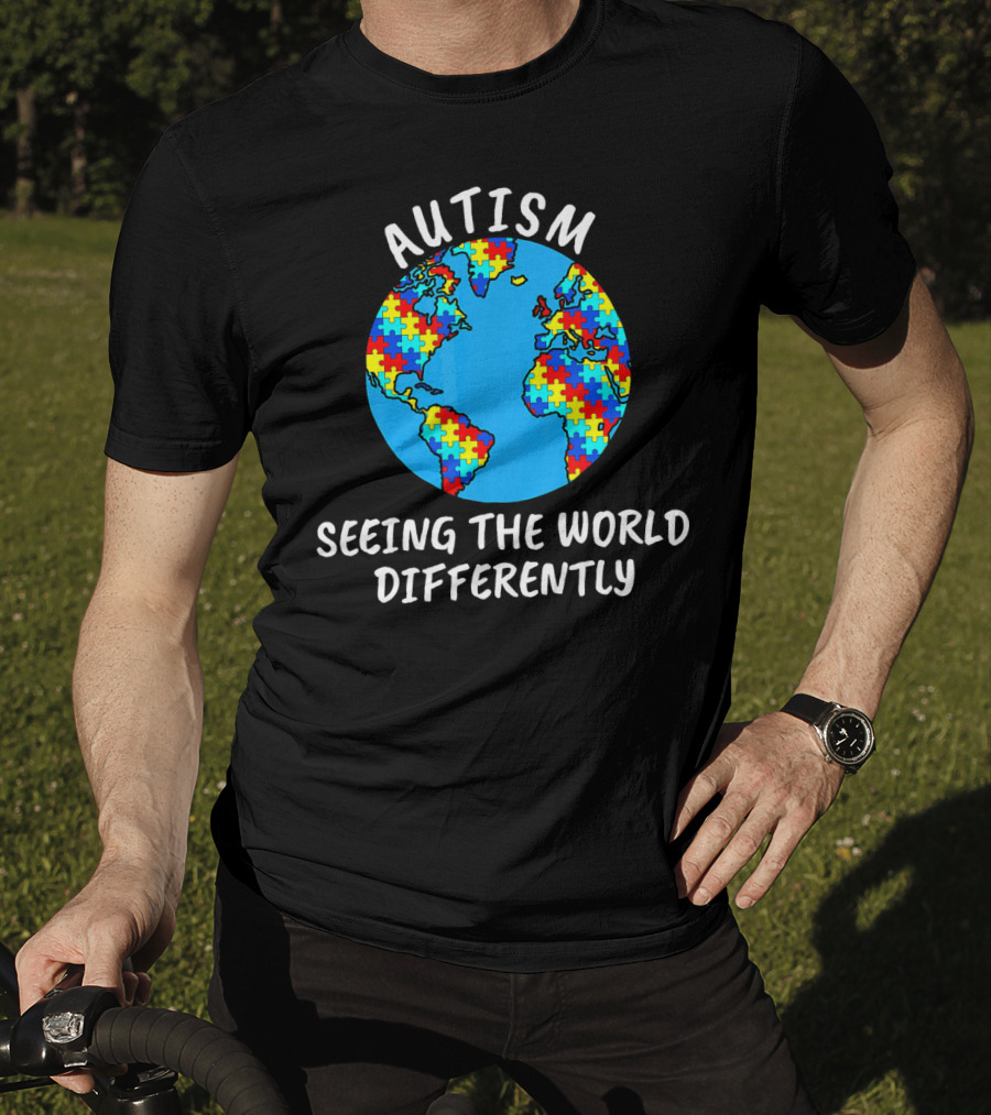 Autism Seeing The World Differently Puzzle Globe T-Shirt