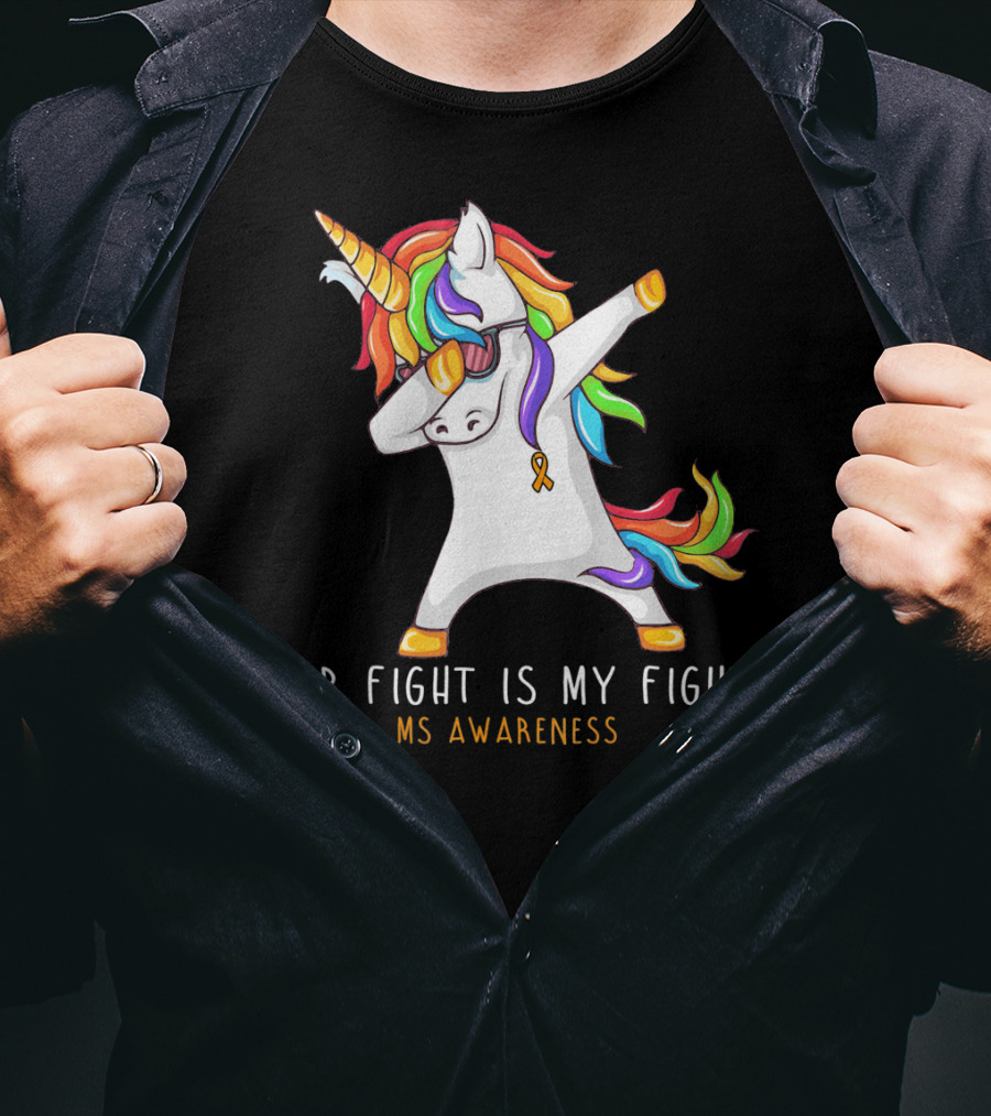 Her Fight Is My Fight Dabbing Unicorn MS Awareness T-Shirt