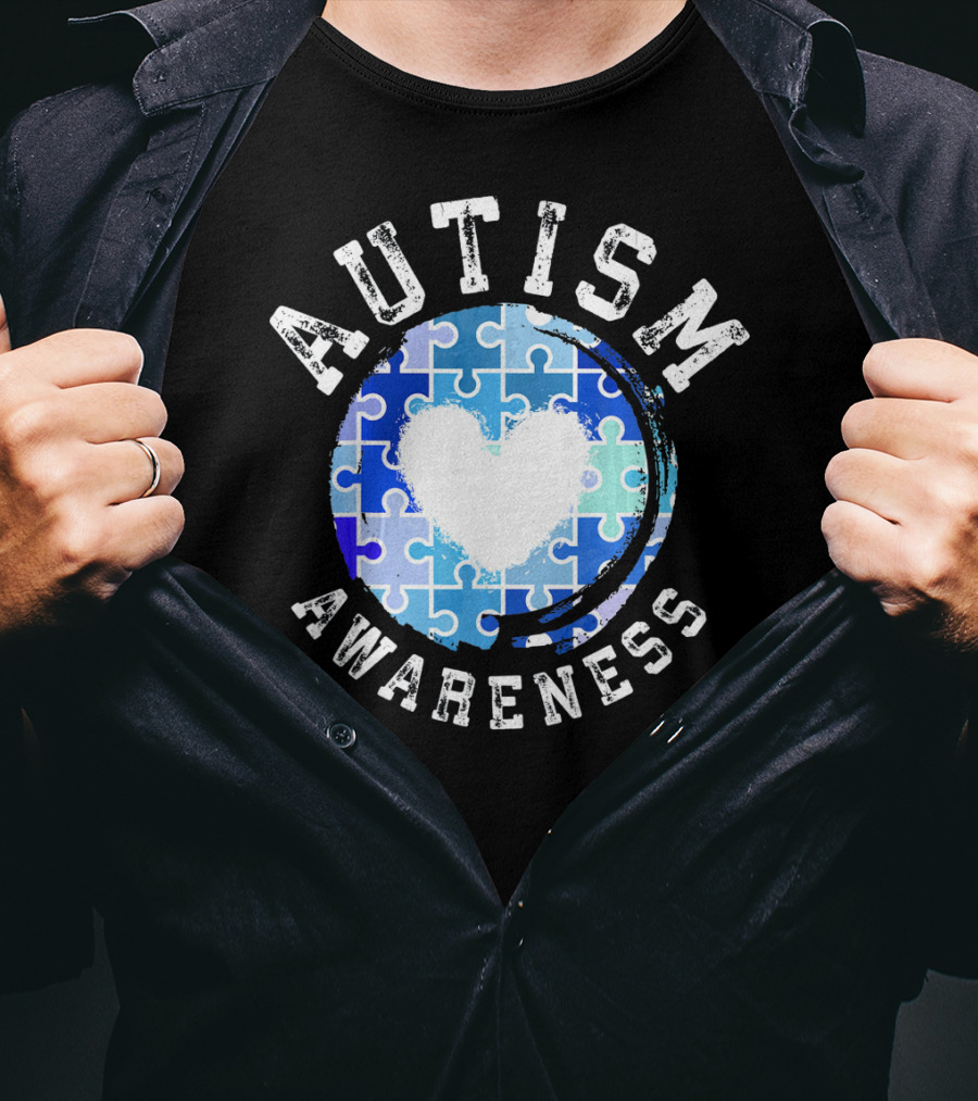 Autism Awareness Heart Puzzle T-Shirt