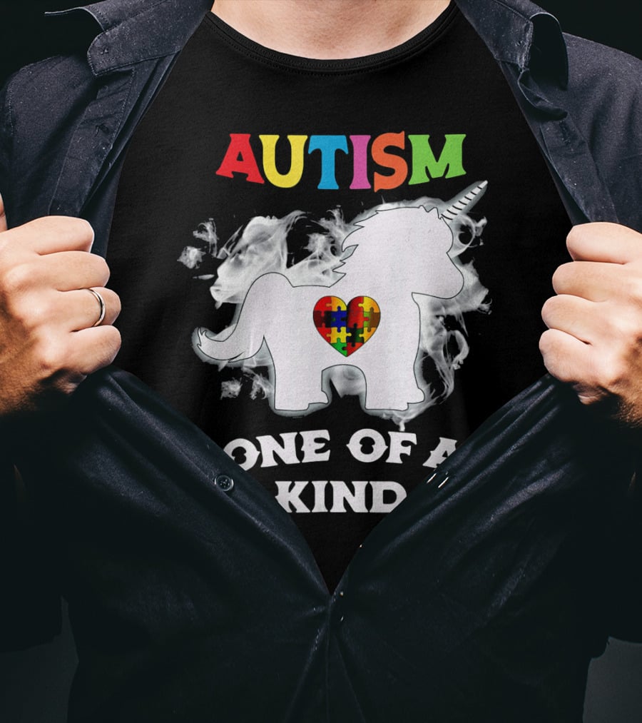 Autism One Of A Kind Unicorn Puzzle Heart T-Shirt