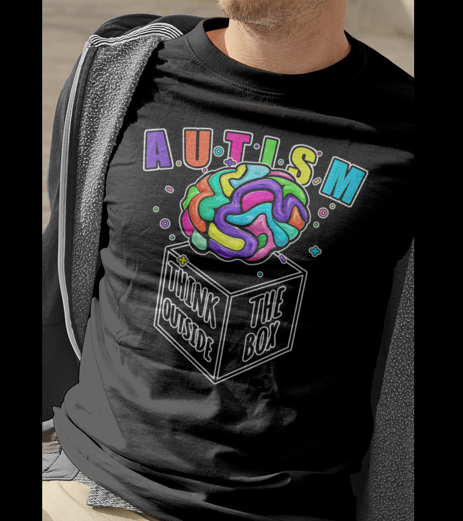 Autism Think Outside The Box Brain Puzzle Pieces T-Shirt