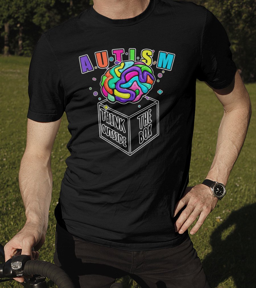 Autism Think Outside The Box Brain Puzzle Pieces T-Shirt