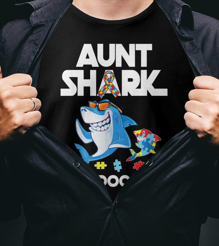 Aunt Shark Autism Awareness Doo Doo Doo T-Shirt
