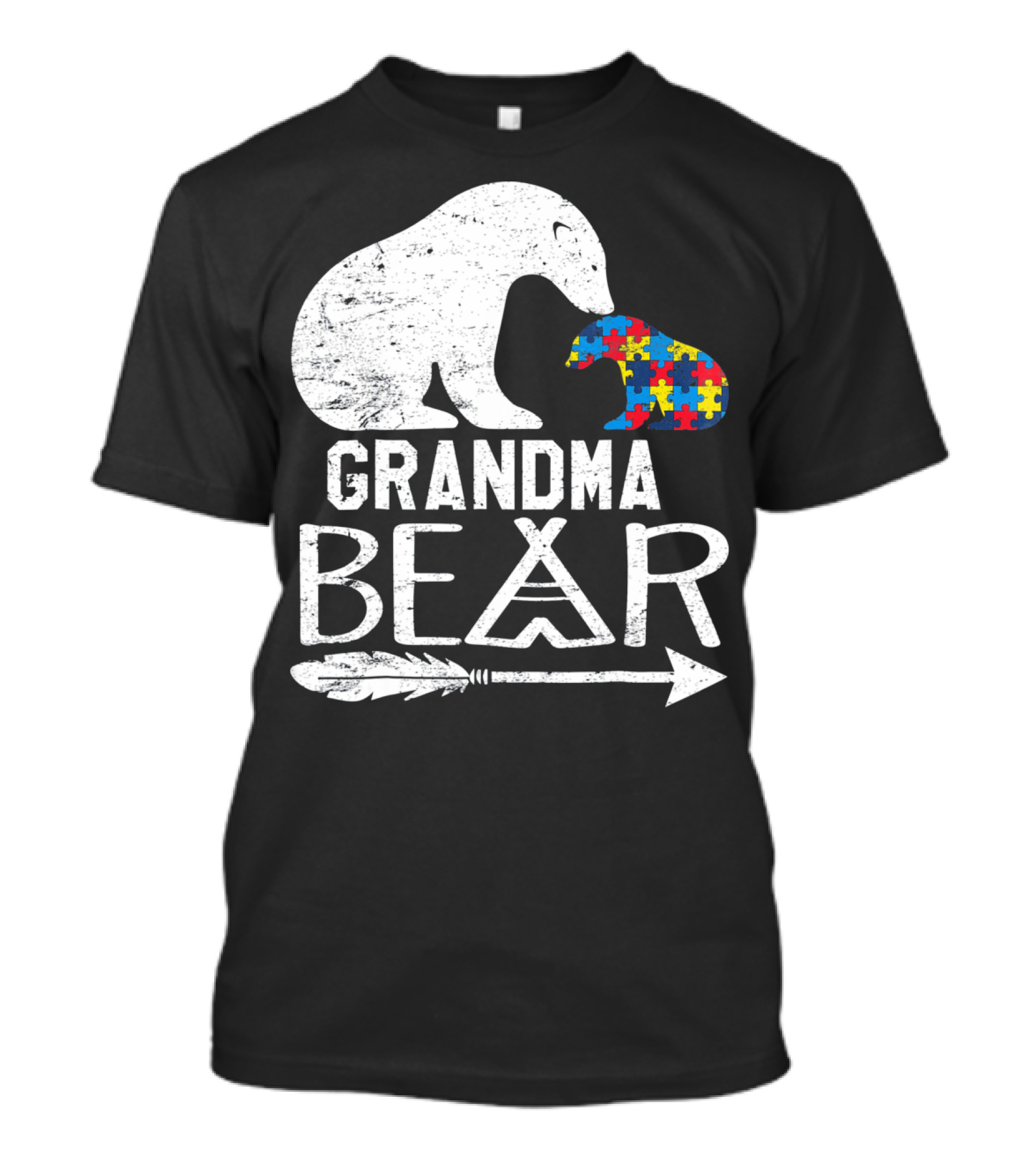 Grandma Bear Autism Awareness Puzzle Piece Arrow T-Shirt