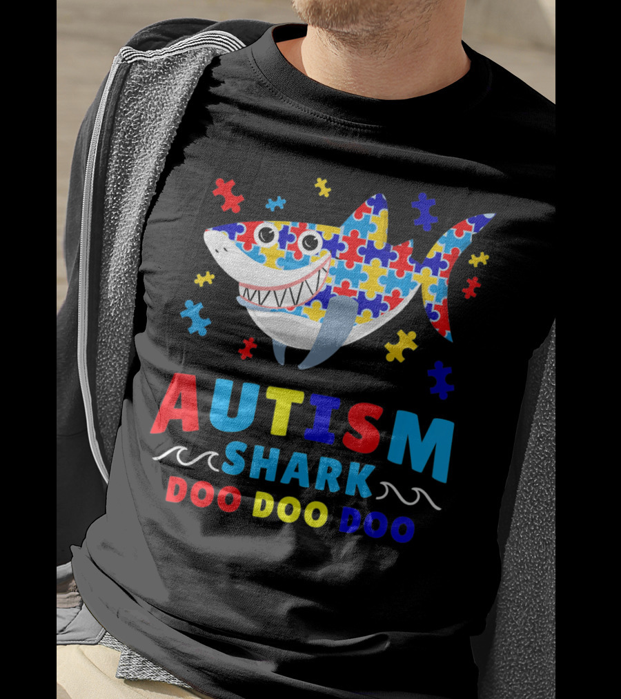 Autism Puzzle Shark Doo Doo Doo Autism Awareness T-Shirt
