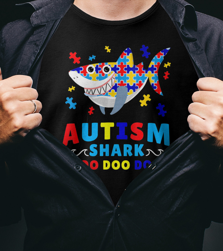 Autism Puzzle Shark Doo Doo Doo Autism Awareness T-Shirt