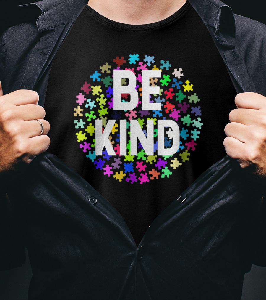 Be Kind Puzzle Pieces Autism Awareness T-Shirt