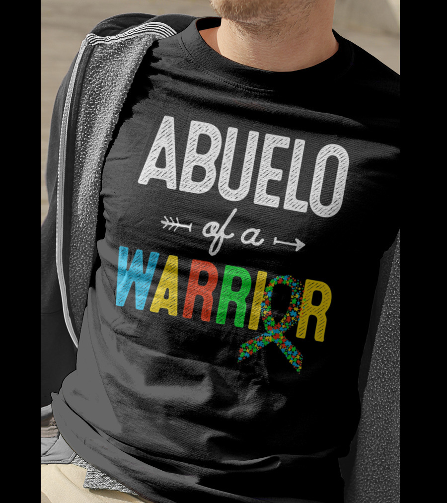 Abuelo Of A Warrior Autism Awareness Puzzle T-Shirt