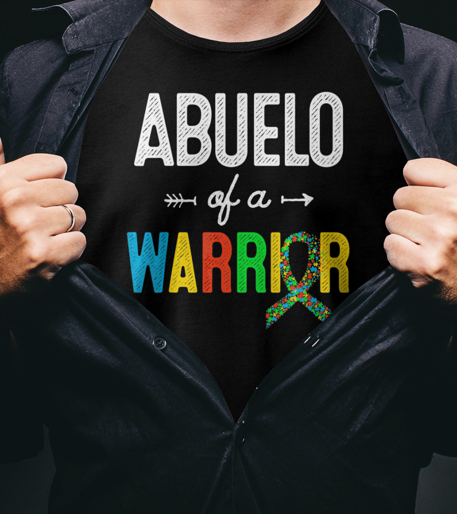 Abuelo Of A Warrior Autism Awareness Puzzle T-Shirt