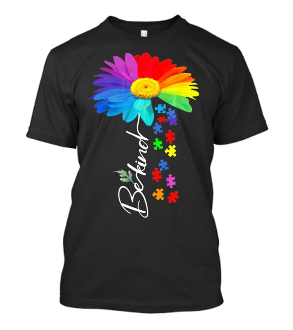 Be Kind Autism Awareness Sunflower Puzzle Unity T-Shirt