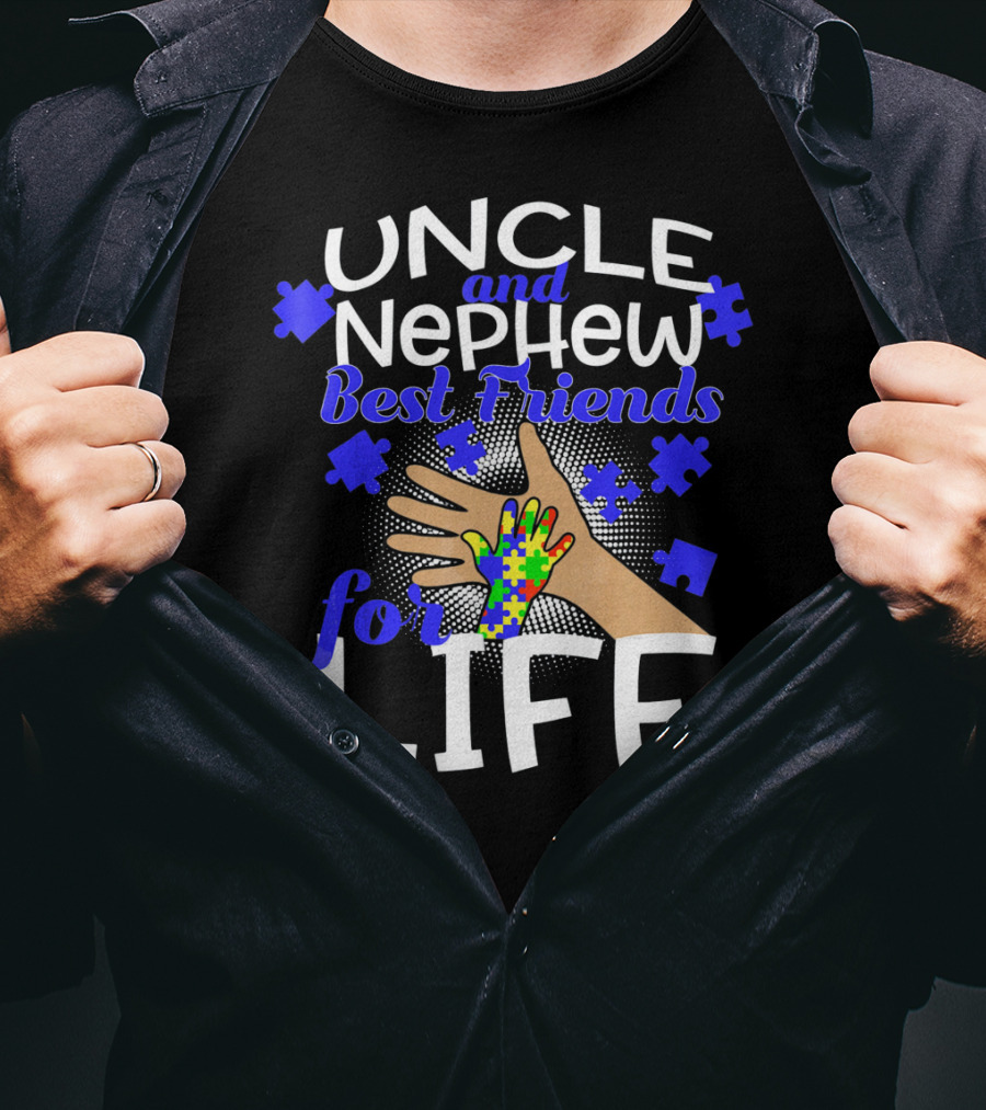 Uncle And Nephew Best Friends For Life Autism Awareness Puzzle Piece T-Shirt