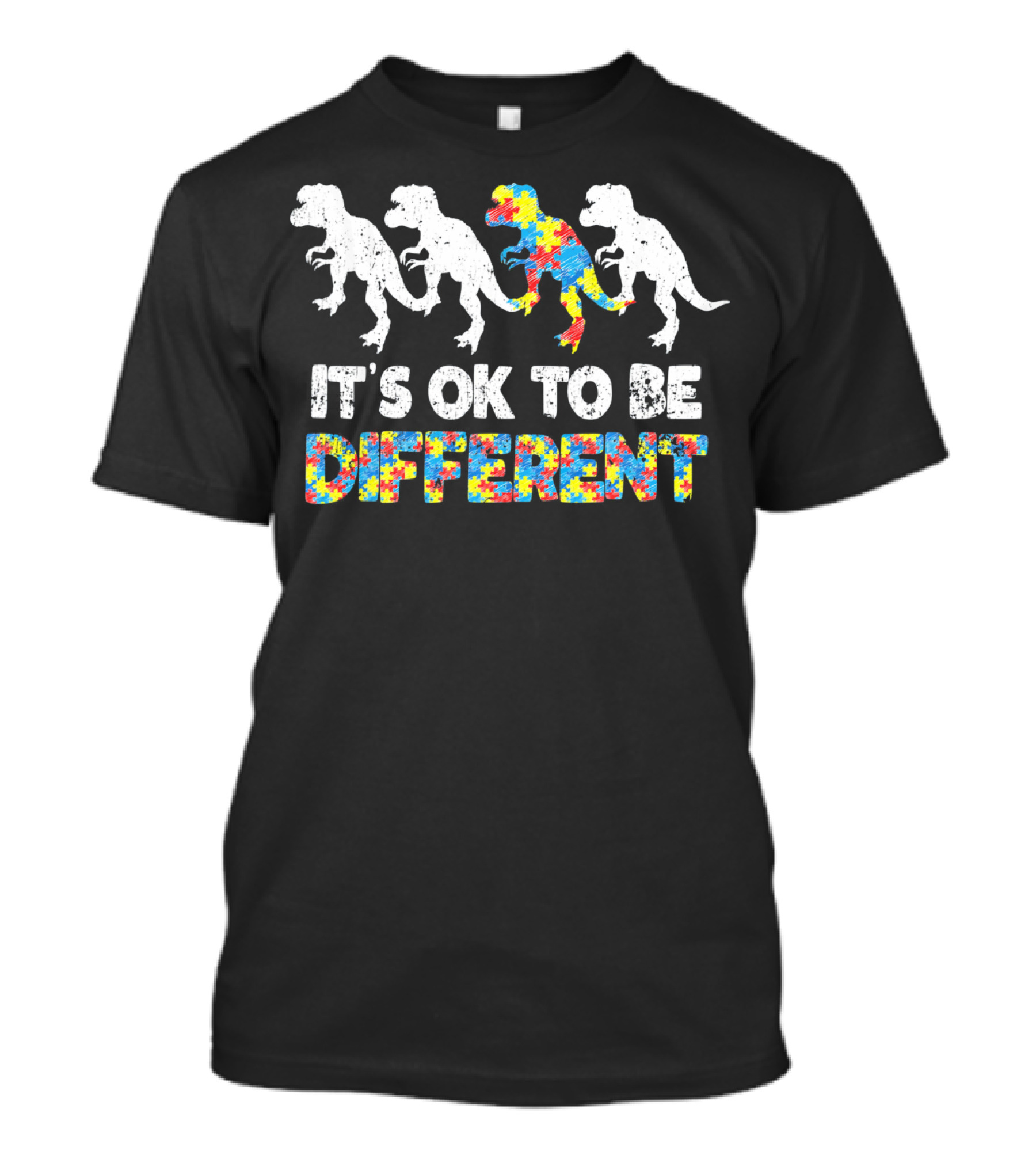 Autism Awareness Dinosaur It's OK To Be Different T-Shirt