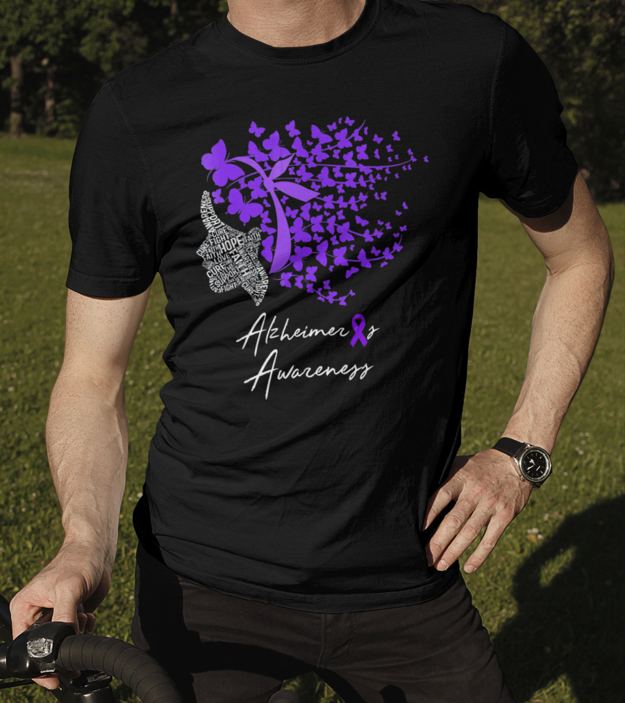 Alzheimers Awareness Hope Courage Faith Empowerment Butterfly T-Shirt