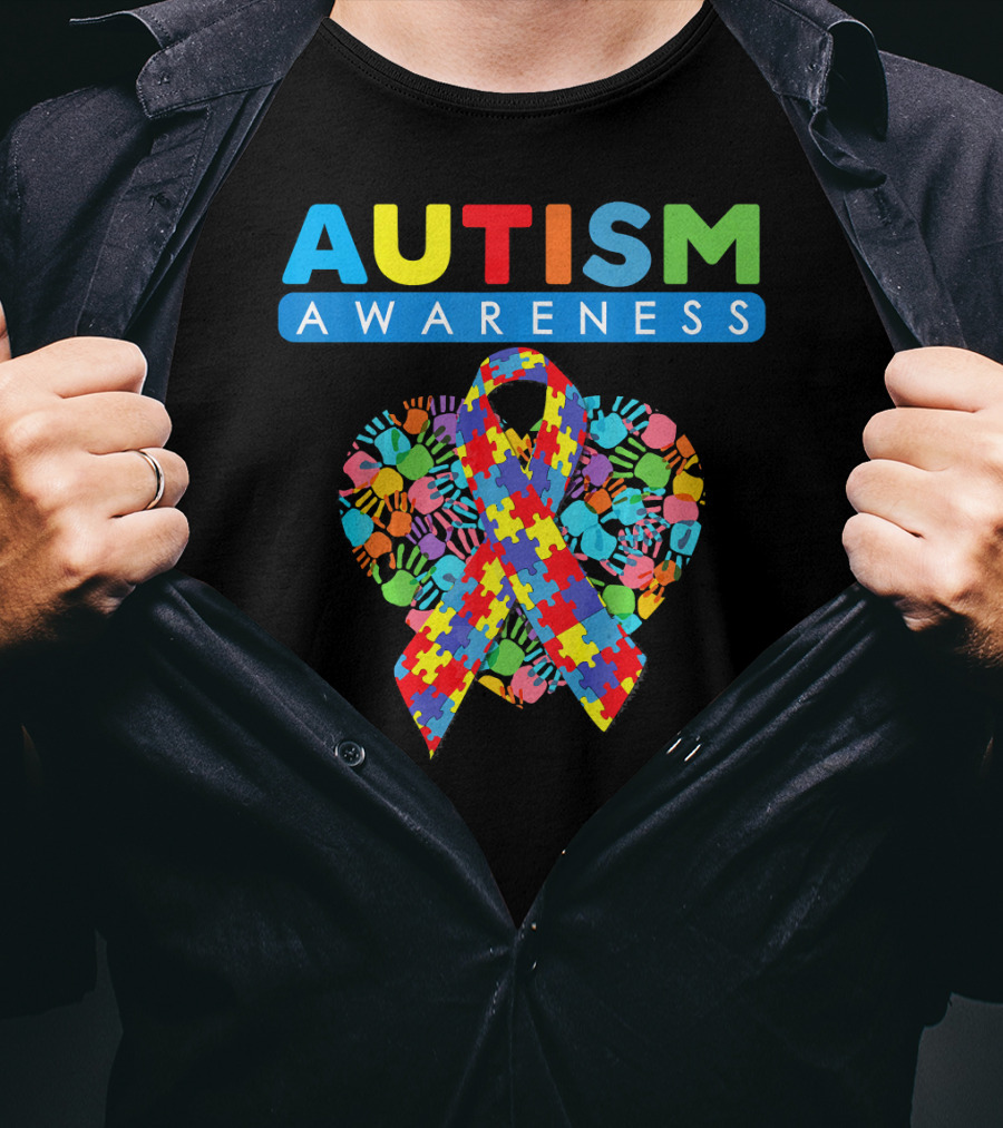 Autism Awareness Puzzle Ribbon Heart T-Shirt