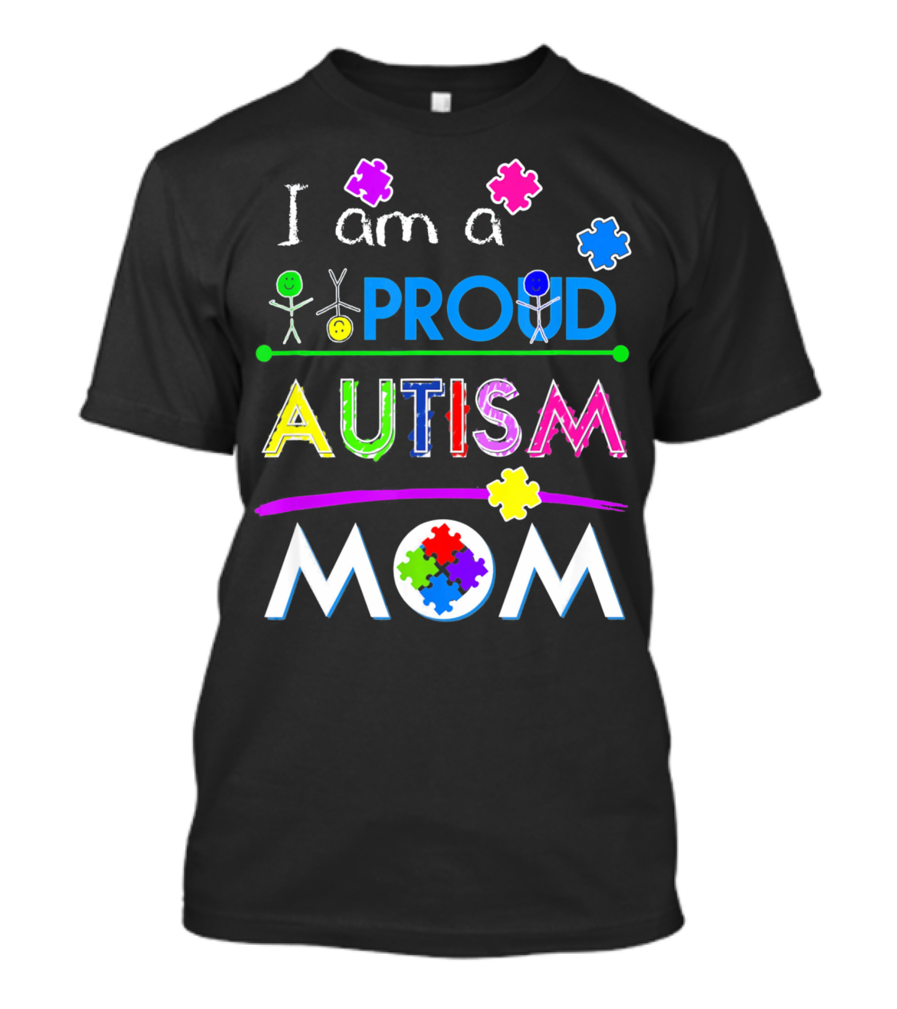 I Am A Proud Autism Mom Puzzle Pieces T-Shirt