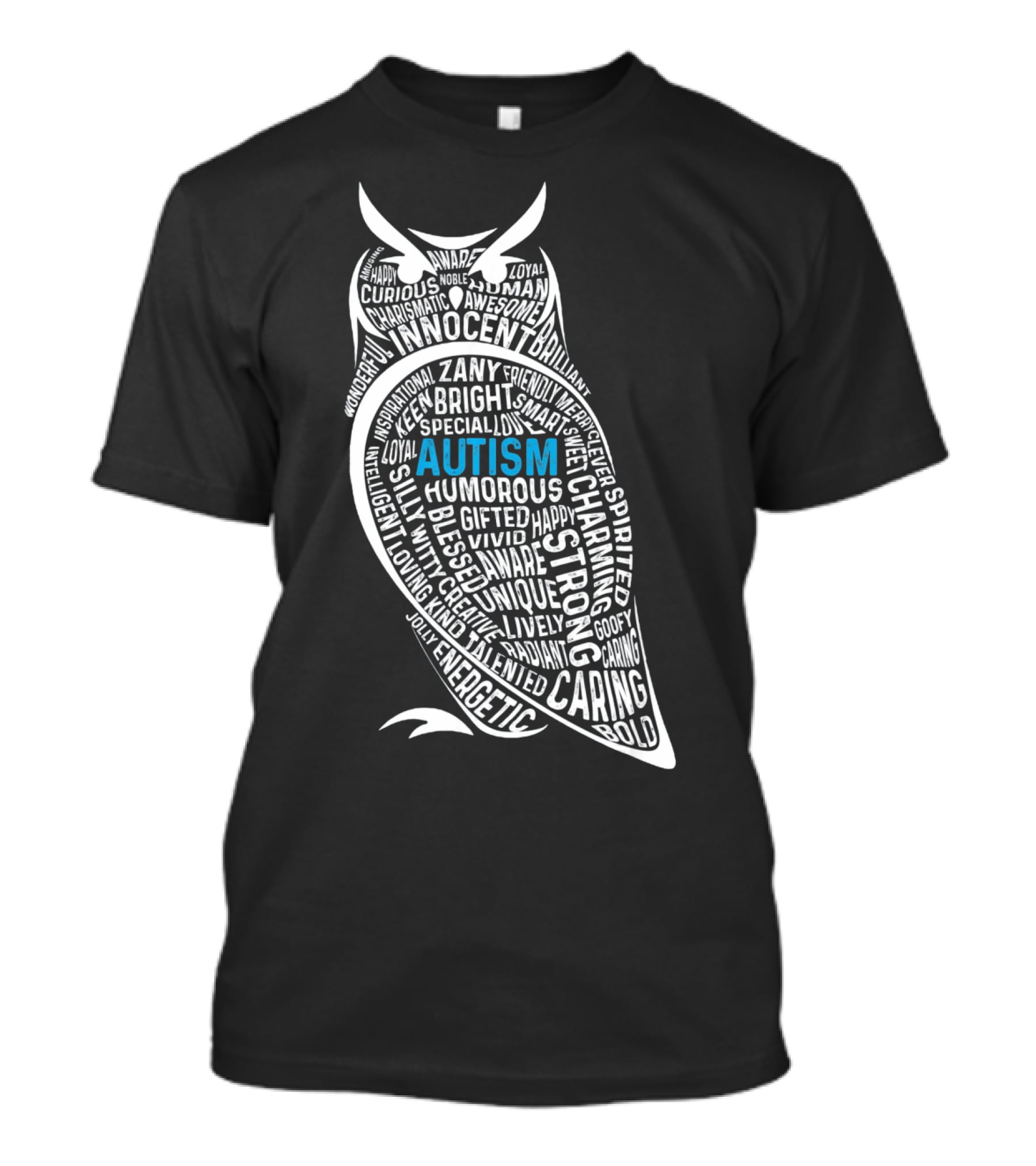 Autism Awareness Owl Innocent Bright Caring Strong Energetic Unique T-Shirt
