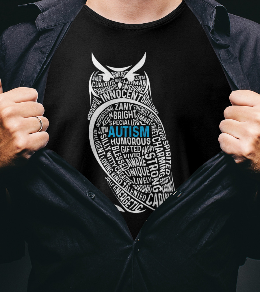 Autism Awareness Owl Innocent Bright Caring Strong Energetic Unique T-Shirt