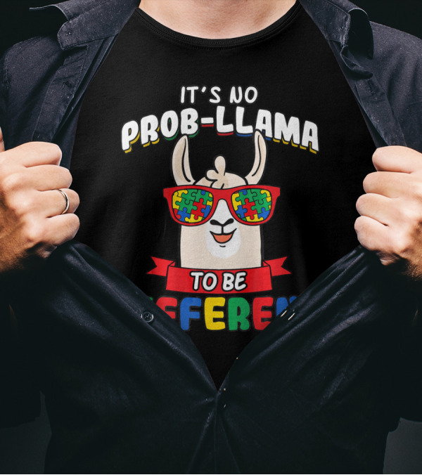 It's No Prob-Llama To Be Different Autism Puzzle Sunglasses T-Shirt