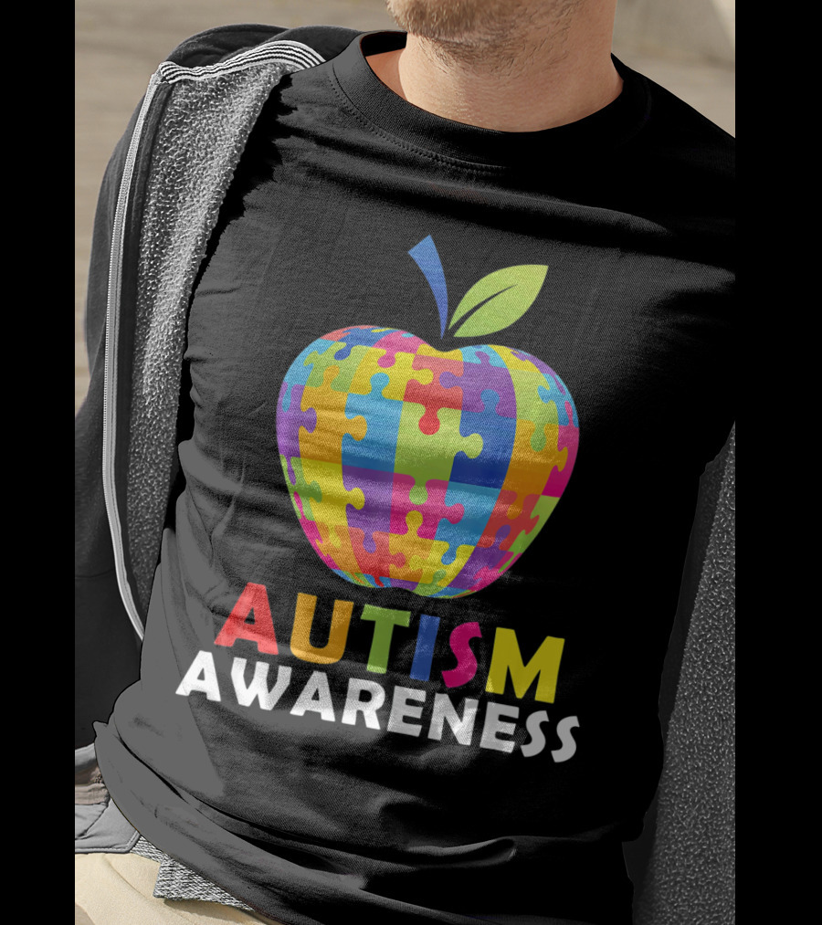 Autism Awareness Puzzle Piece Apple T-Shirt