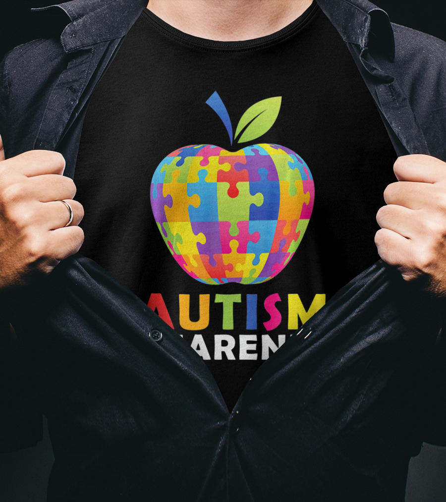 Autism Awareness Puzzle Piece Apple T-Shirt