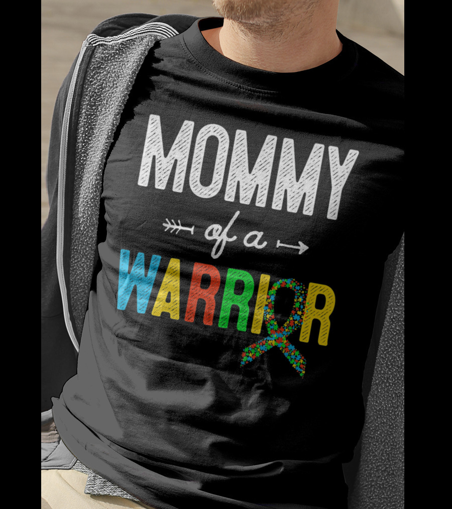 Mommy Of A Warrior Autism Awareness Puzzle T-Shirt
