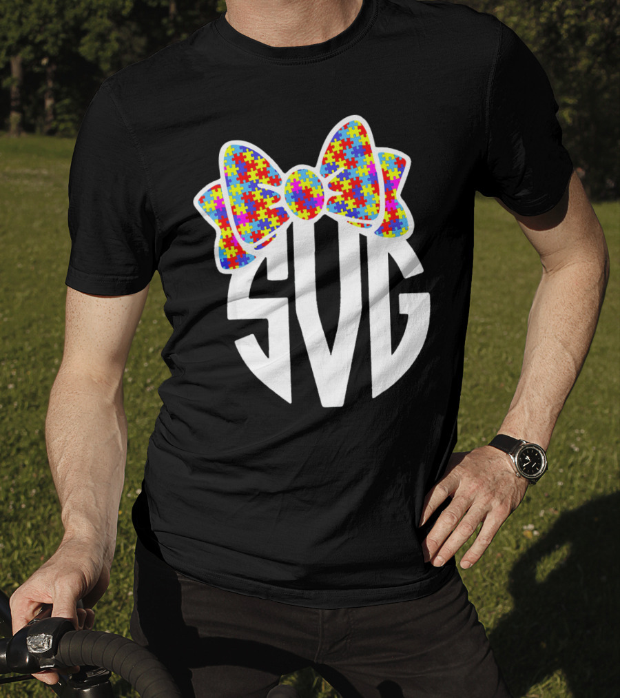 SVG Autism Awareness Puzzle Bow T-Shirt