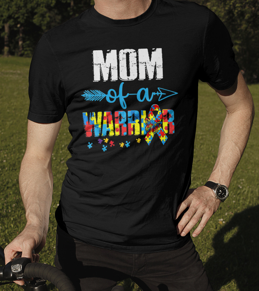 MOM Of A Warrior Autism Awareness Puzzle T-Shirt