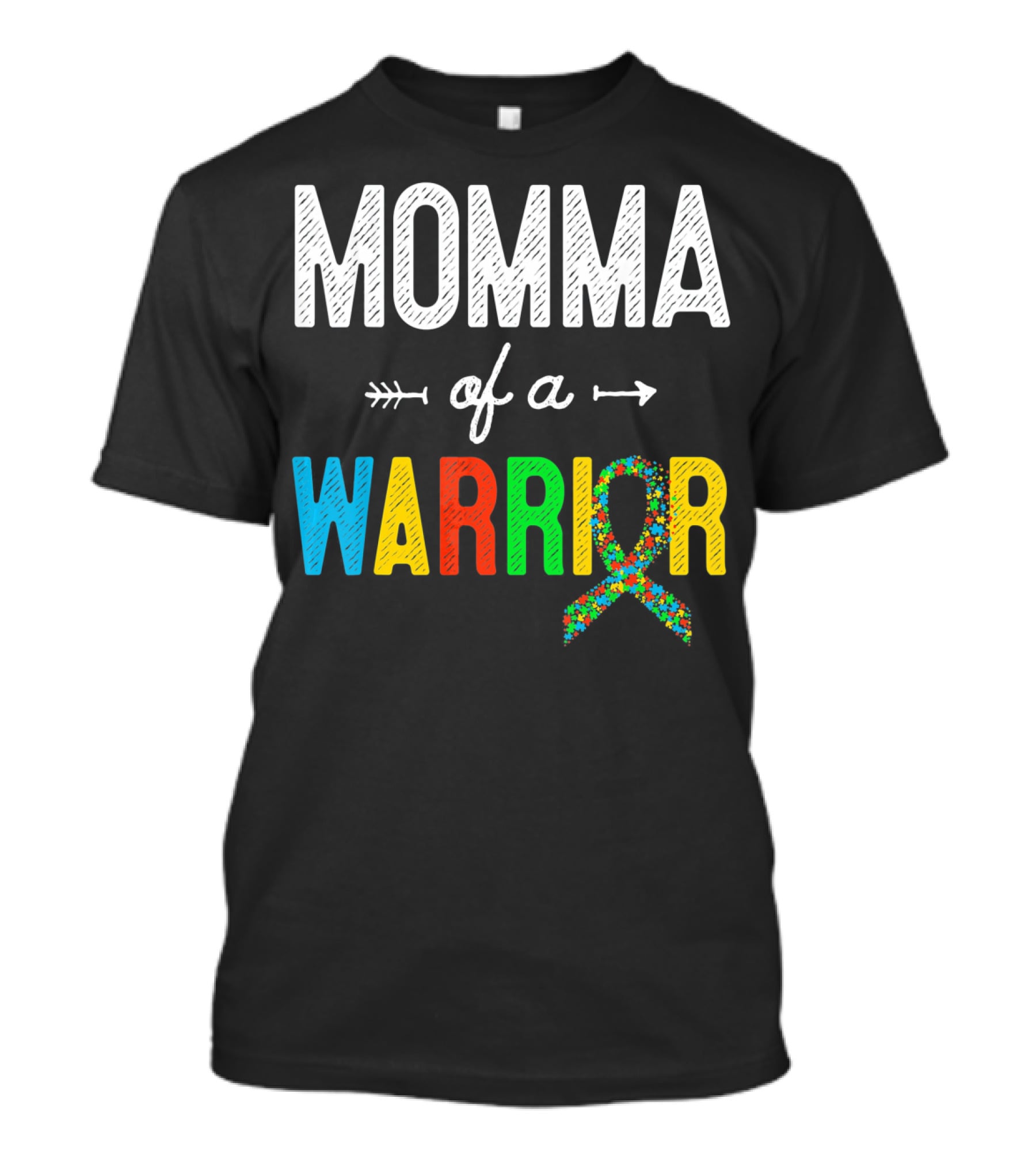 Momma Of A Warrior Autism Awareness Puzzle T-Shirt