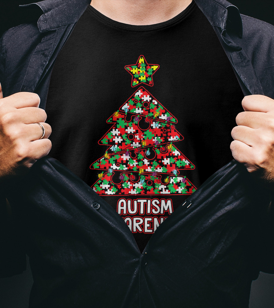 Christmas Puzzle Tree Autism Awareness T-Shirt