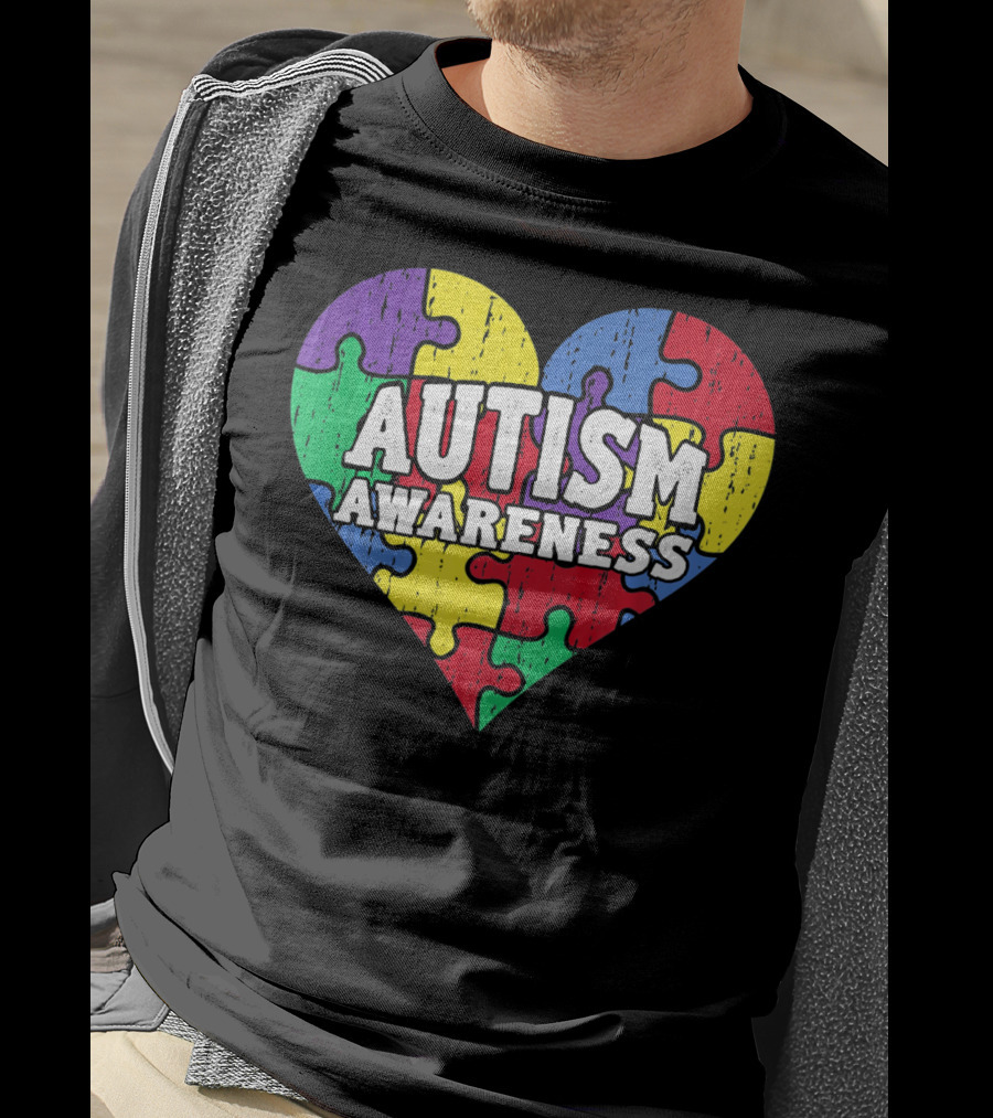 Autism Awareness Heart Puzzle Pieces T-Shirt