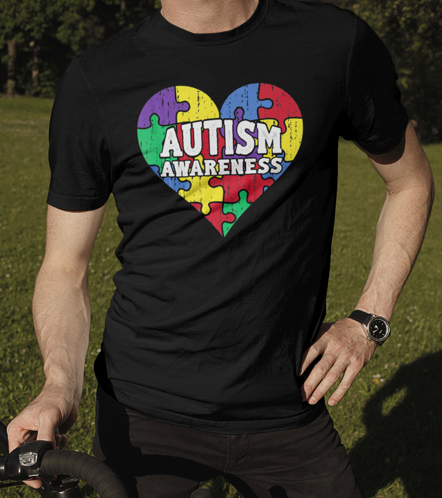 Autism Awareness Heart Puzzle Pieces T-Shirt