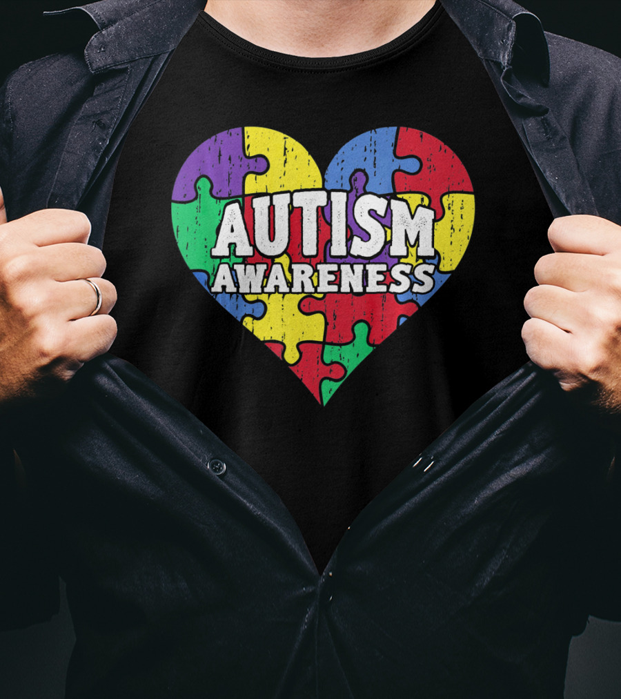 Autism Awareness Heart Puzzle Pieces T-Shirt