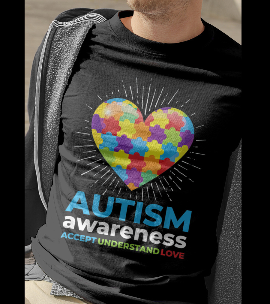 Autism Awareness Day Heart Puzzle Accept Understand Love T-Shirt