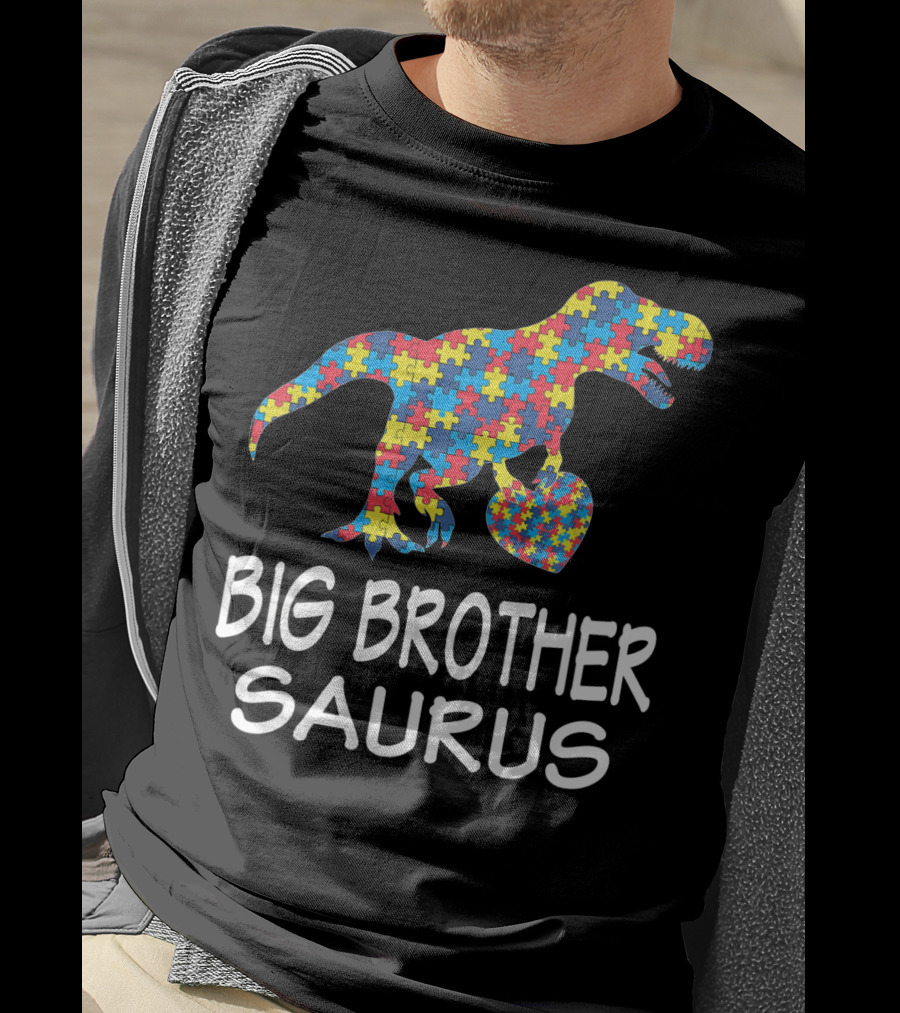 Big Brother Saurus Autism Puzzle Dinosaur T-Shirt