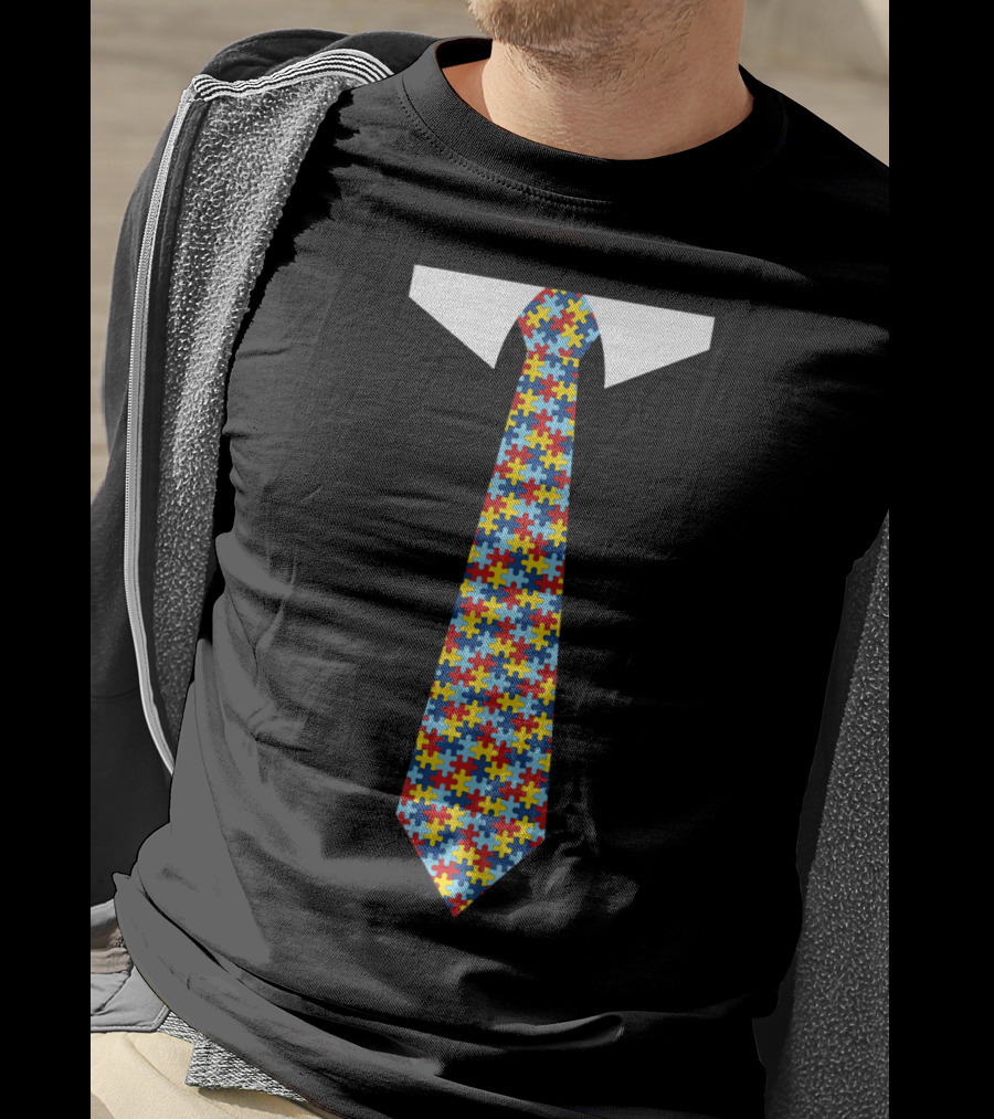 Autism Awareness Puzzle Tie T-Shirt