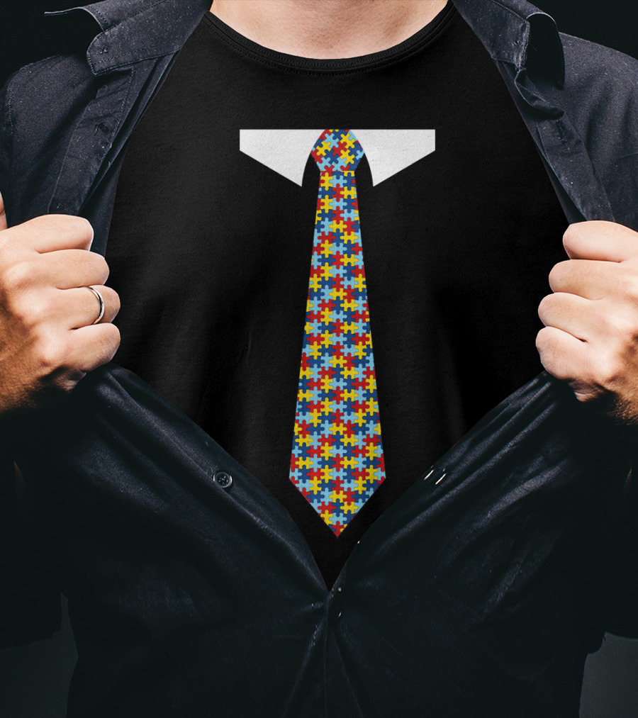 Autism Awareness Puzzle Tie T-Shirt