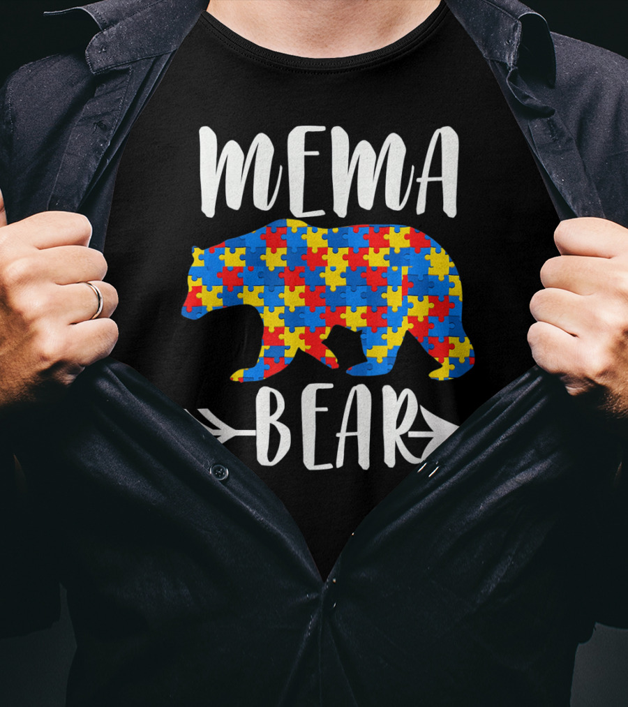 Mema Bear Autism Awareness Puzzle T-Shirt