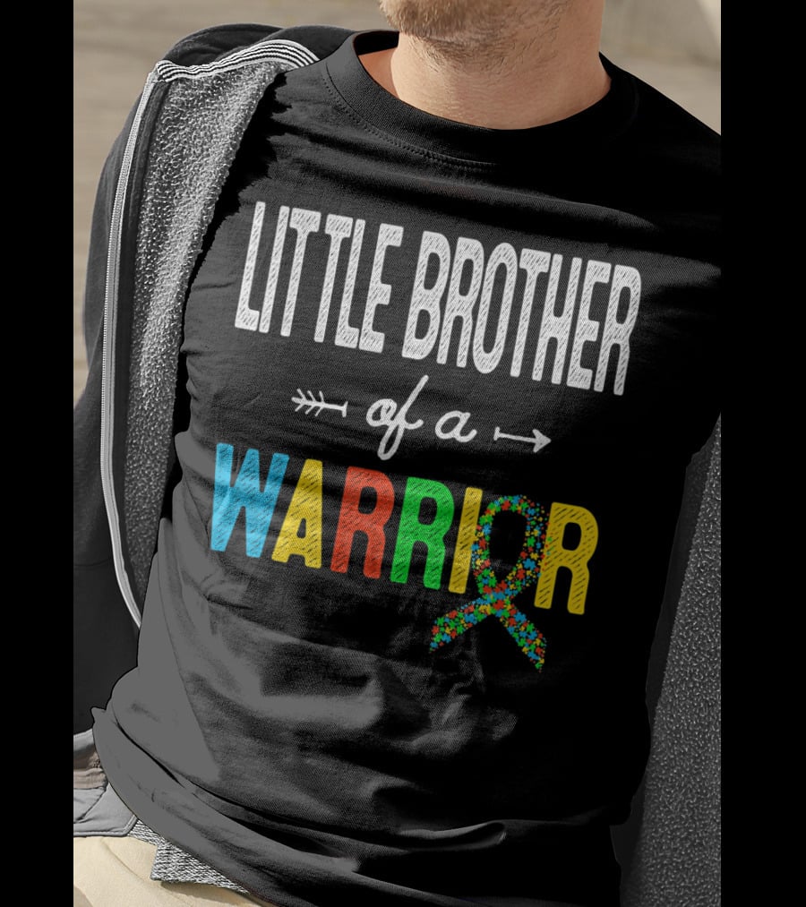 Little Brother Of A Warrior Autism Awareness Puzzle T-Shirt