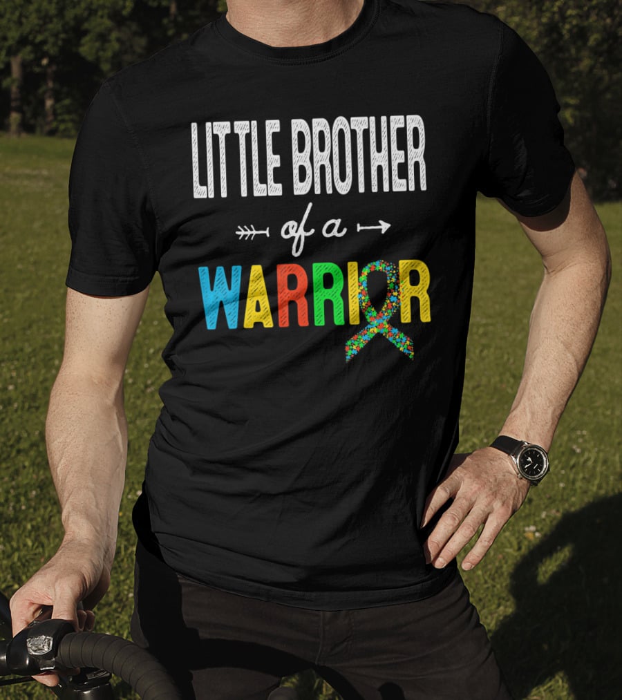 Little Brother Of A Warrior Autism Awareness Puzzle T-Shirt