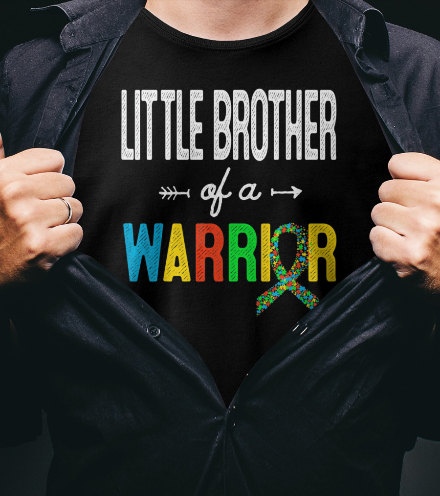 Little Brother Of A Warrior Autism Awareness Puzzle T-Shirt