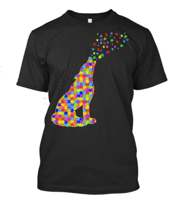 Wolf Puzzle Autism Awareness Puzzle Pieces T-Shirt