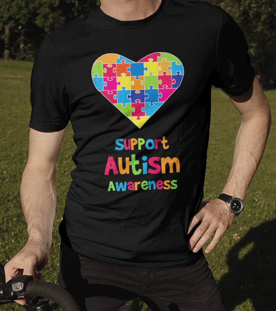 Support Autism Awareness Heart Puzzle T-Shirt