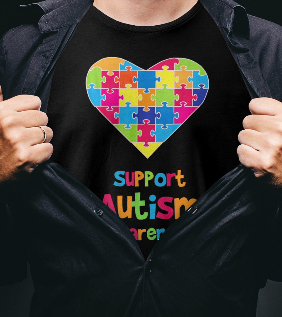 Support Autism Awareness Heart Puzzle T-Shirt