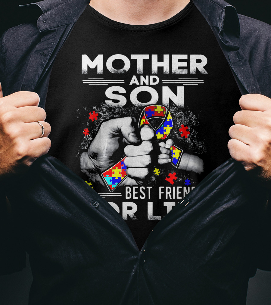 Mother And Son Best Friends For Life Autism Awareness T-Shirt